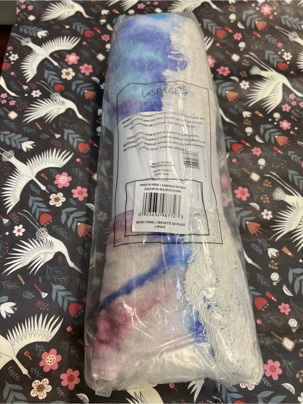 l*space Gradient Tie-Dye Beach Towel in Purple and Blue Hues